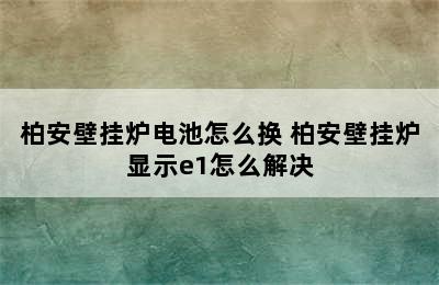 柏安壁挂炉电池怎么换 柏安壁挂炉显示e1怎么解决